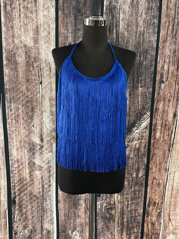 Blue Fringe Tie Top