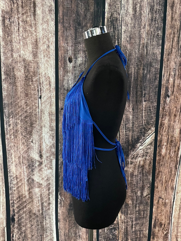 Blue Fringe Tie Top