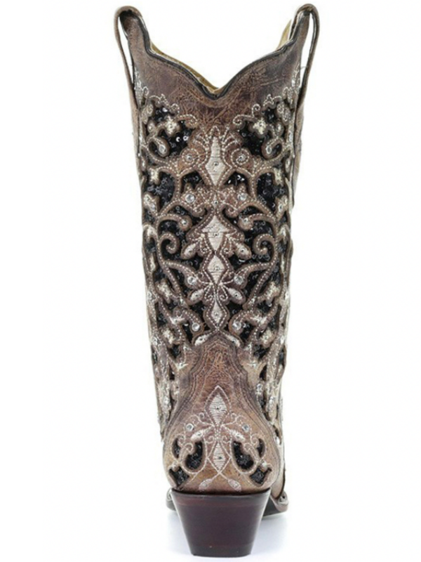 Corral A3569 Floral Embroidery Black and Brown Western Boot