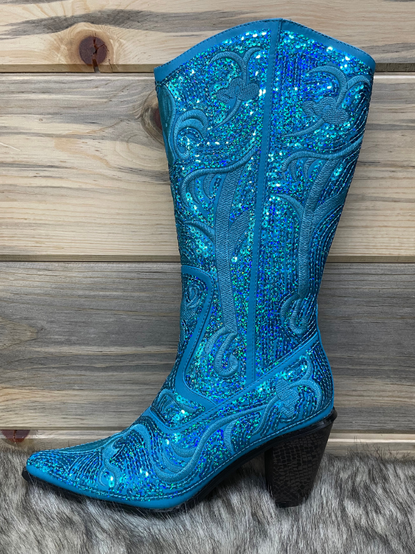 Helens Heart Tall Sequin Turquoise Boots