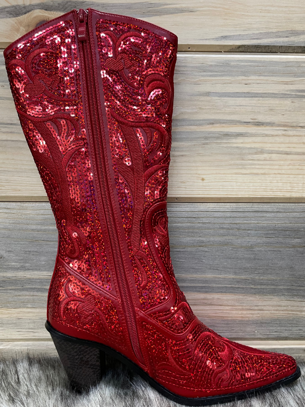 Helens Heart Red Sequin Tall Boot