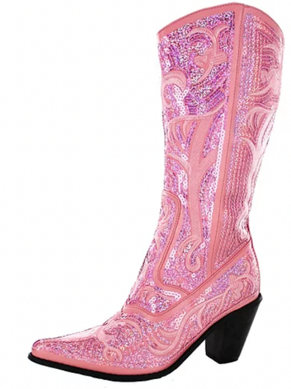 Helens Heart Tall Sequin Pink Boots