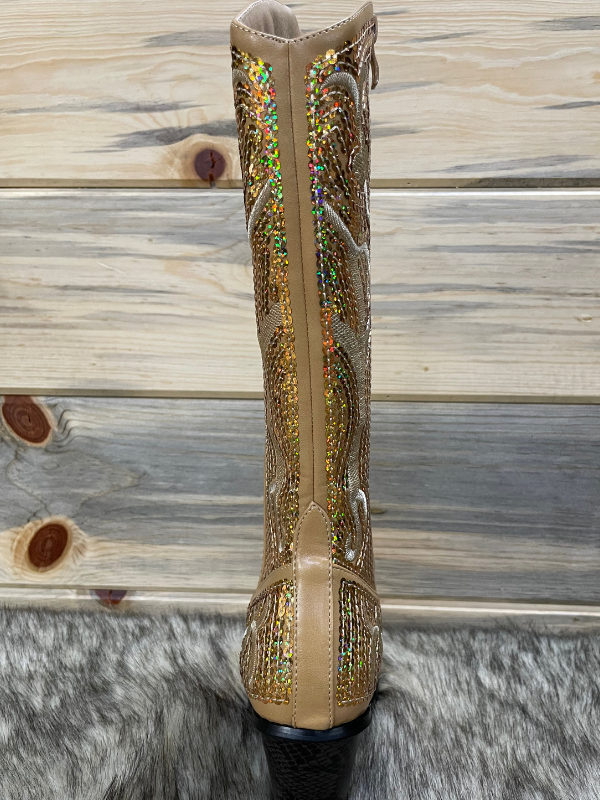 Helens Heart Tall Sequin Gold Boots