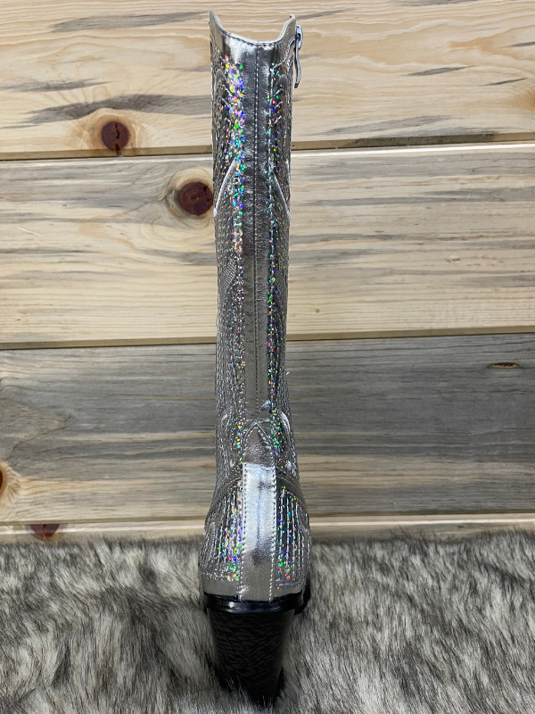 Helens Heart Tall Sequin Silver Boot