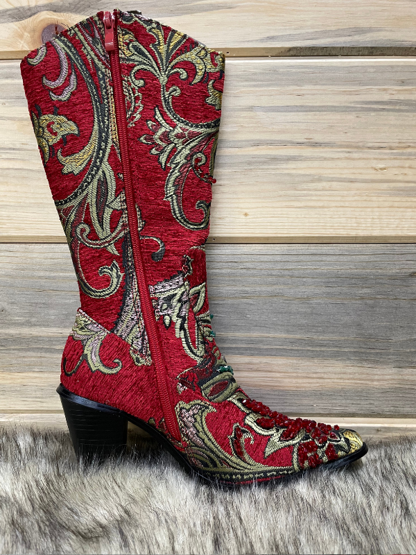 Helens Heart Tall Crystal Red Boot