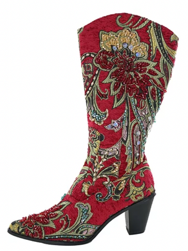 Helens Heart Tall Crystal Red Boot