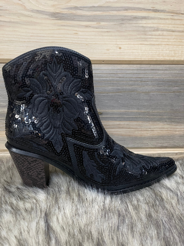 Helens Heart Short Sequin Black Bootie