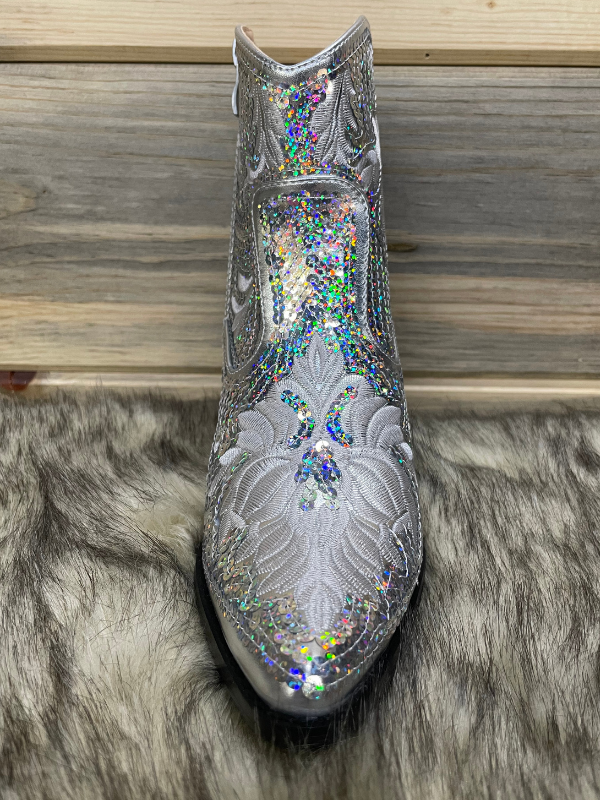 Helens Heart Short Sequin Silver Bootie