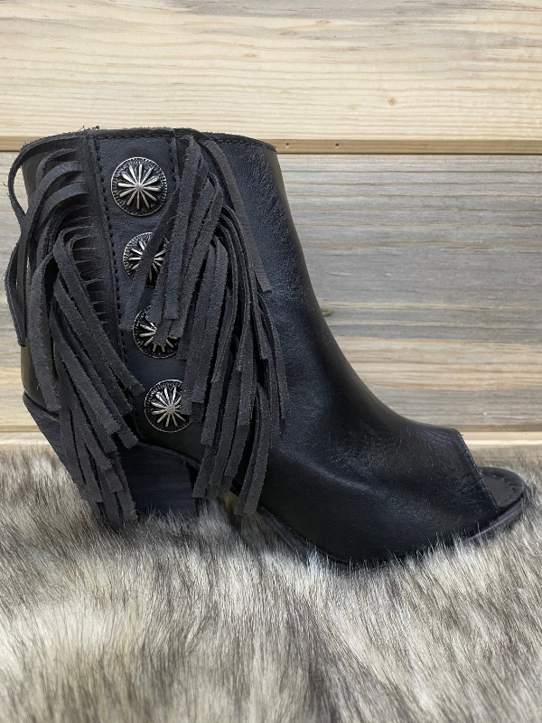 Liberty Black Slick Black Bootie with Fringe