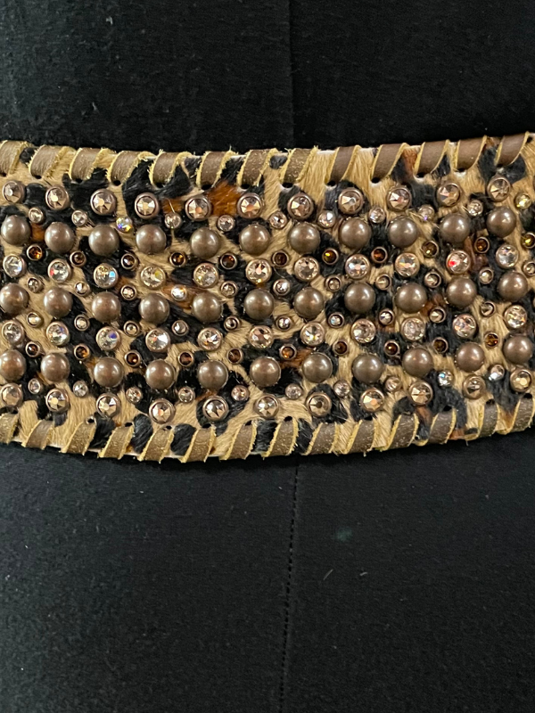 Kurtmen Cheetah Hide On Embellished Belt