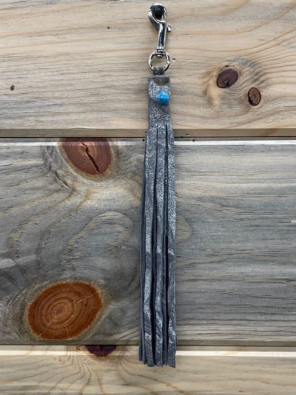 Grey Keychains Grey Keychain with Turquoise Stone – Denims & Diamonds Boutique