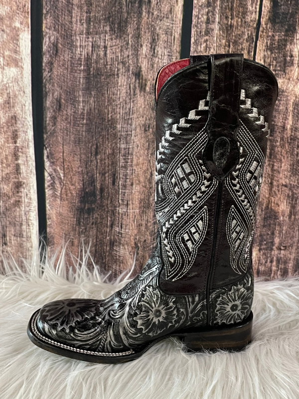 Cleopatra Black and Silver Square Ferrini Boot