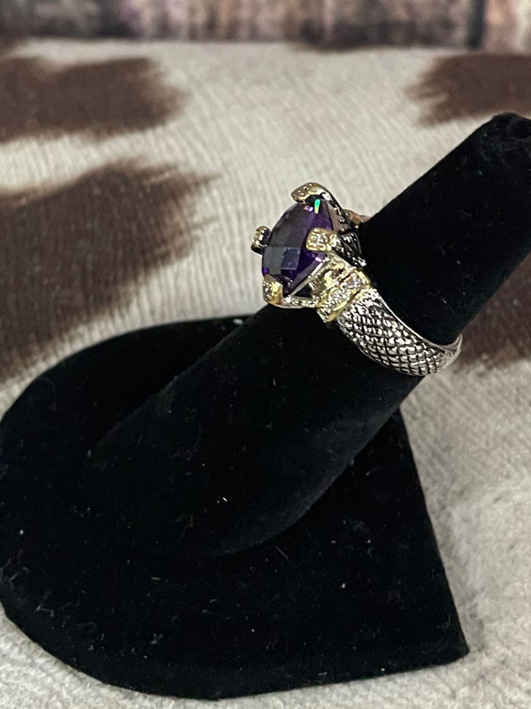 Purple Rectangular Center Stone Ring