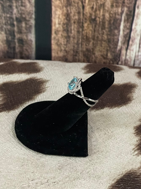 Light Blue Center Stone Ring