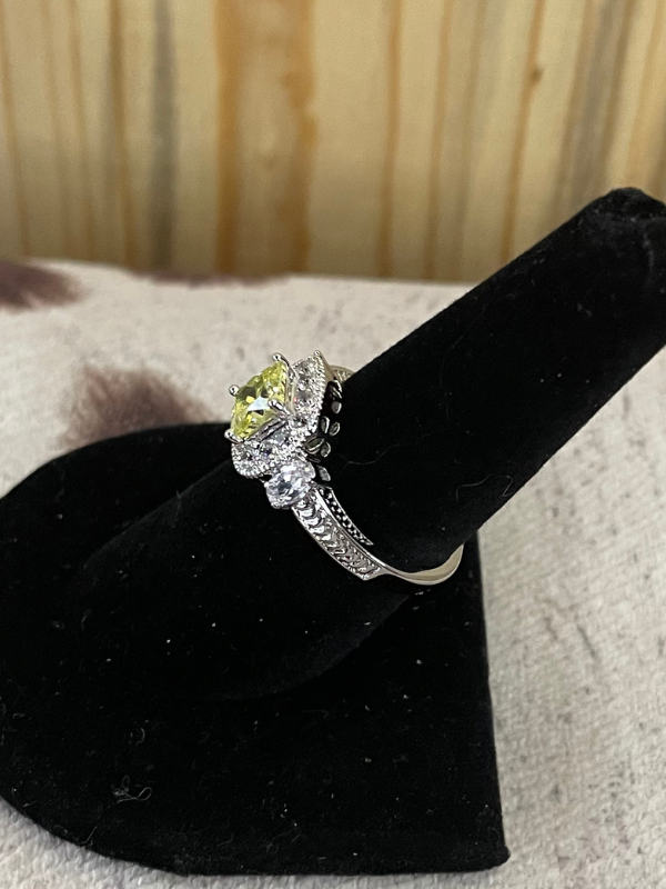 Yellow Square with Side Stone Ring