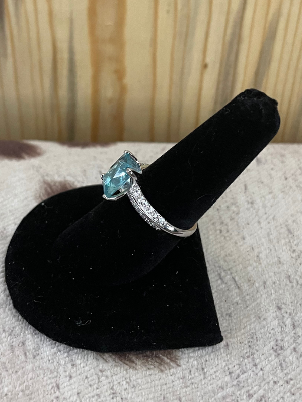 Large Rectangular Light Blue Ring