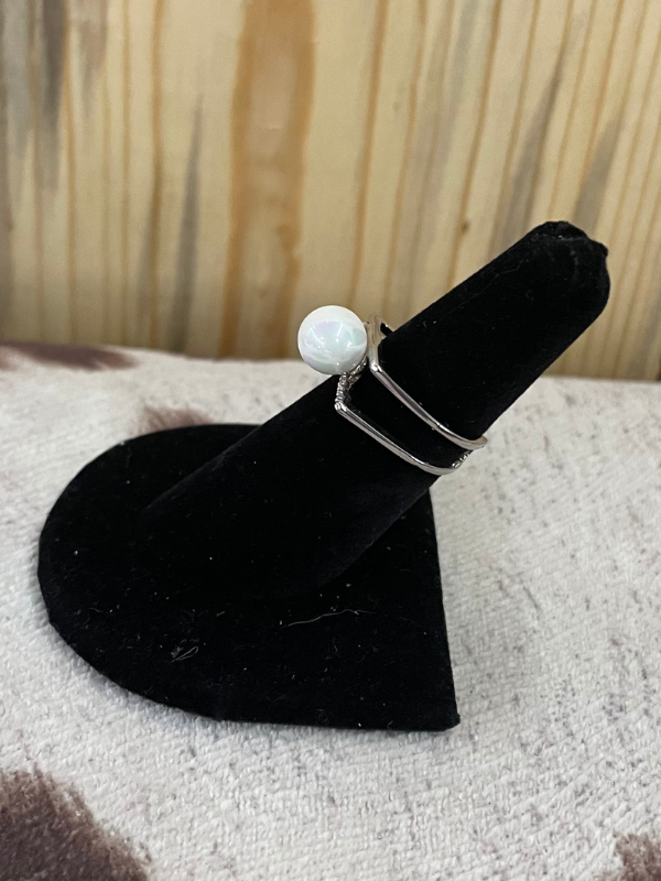 Pearl Less Than Sign Ring