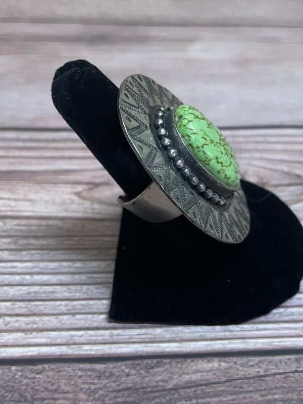 Green Oval Adjustable Ring